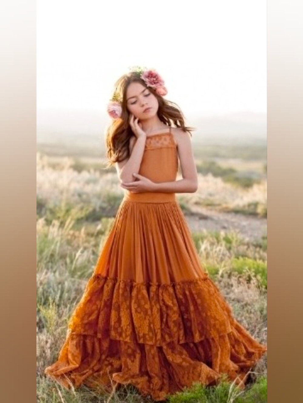 Joyfolie Girls Catrin Dress Marigold           Tiered Lace Maxi Dress